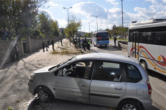 Aniden Dönüş Yapan Otomobil Sürücüsü Önce Ağacı Devirdi Sonra da Takla Attı! 1 Yaralı!