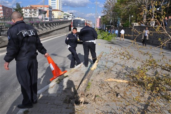 Aniden Dönüş Yapan Otomobil Sürücüsü Önce Ağacı Devirdi Sonra da Takla Attı! 1 Yaralı!