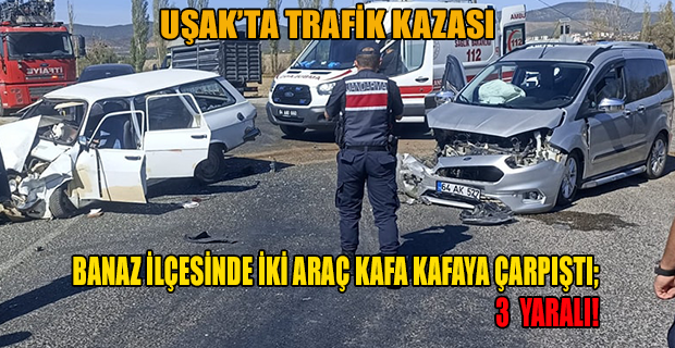 Güllüçam Köyü kavşağında iki araç çarpıştı; 3 Yaralı!