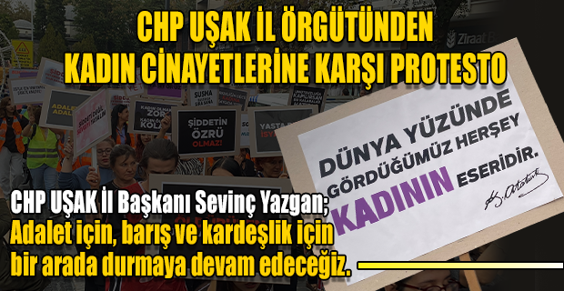 Uşak CHP’den öldürülen kadınlar ve çocuklar için protesto gösterisi.